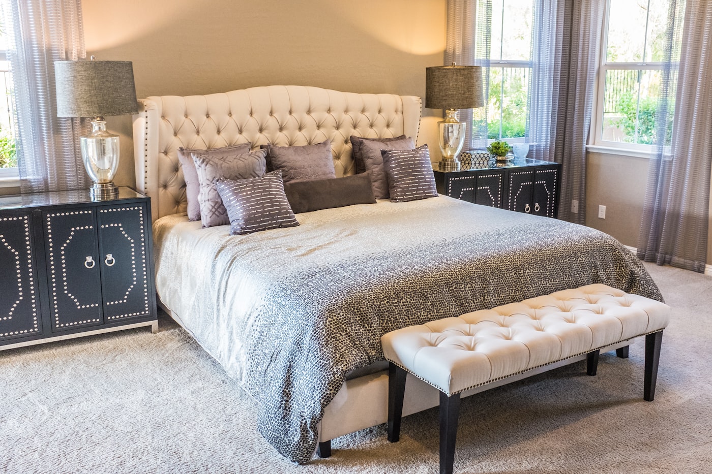 Premium cotton bedsheet on a made bed